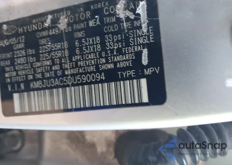 2013 Hyundai Tucson Limited from USA, damaged, VIN KM8JU3AC5DU590094